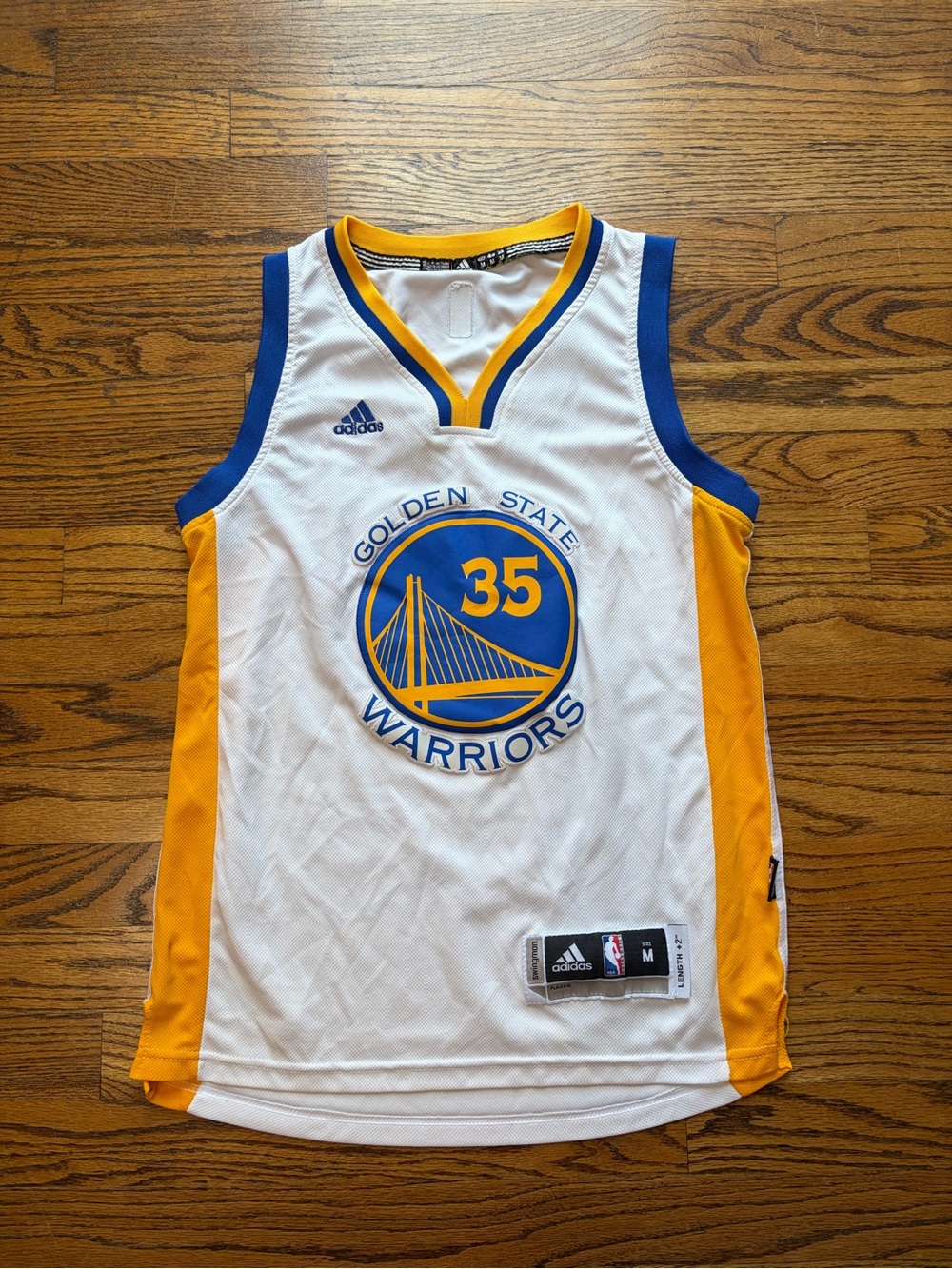 Adidas Golden State Warriors Kevin Durant Jersey #35 White Swingman Size Youth M